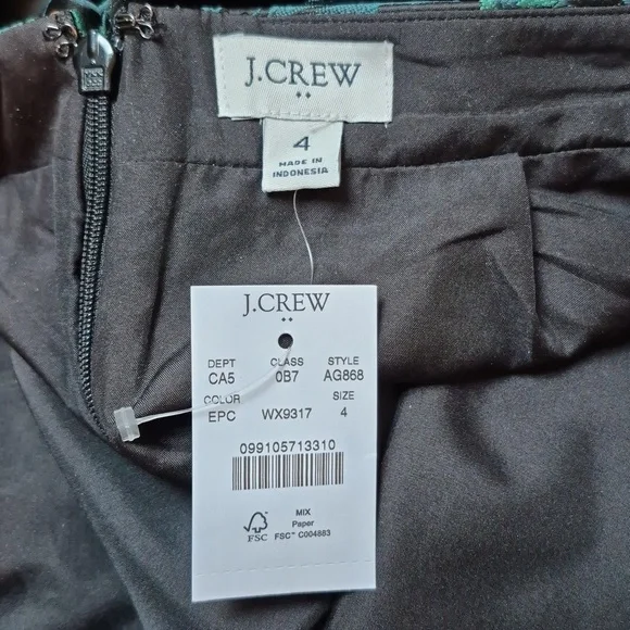 J. Crew Emmie Poppy A-line Black & Green Lined Skirt Size 4, New With Tags - Picture 7 of 16